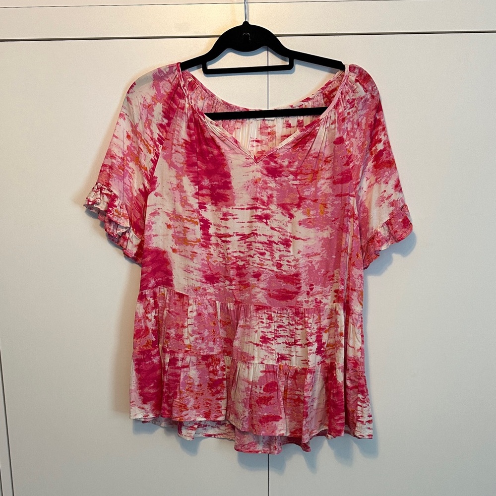 beachlunchlounge Pink and White Women's Blouse